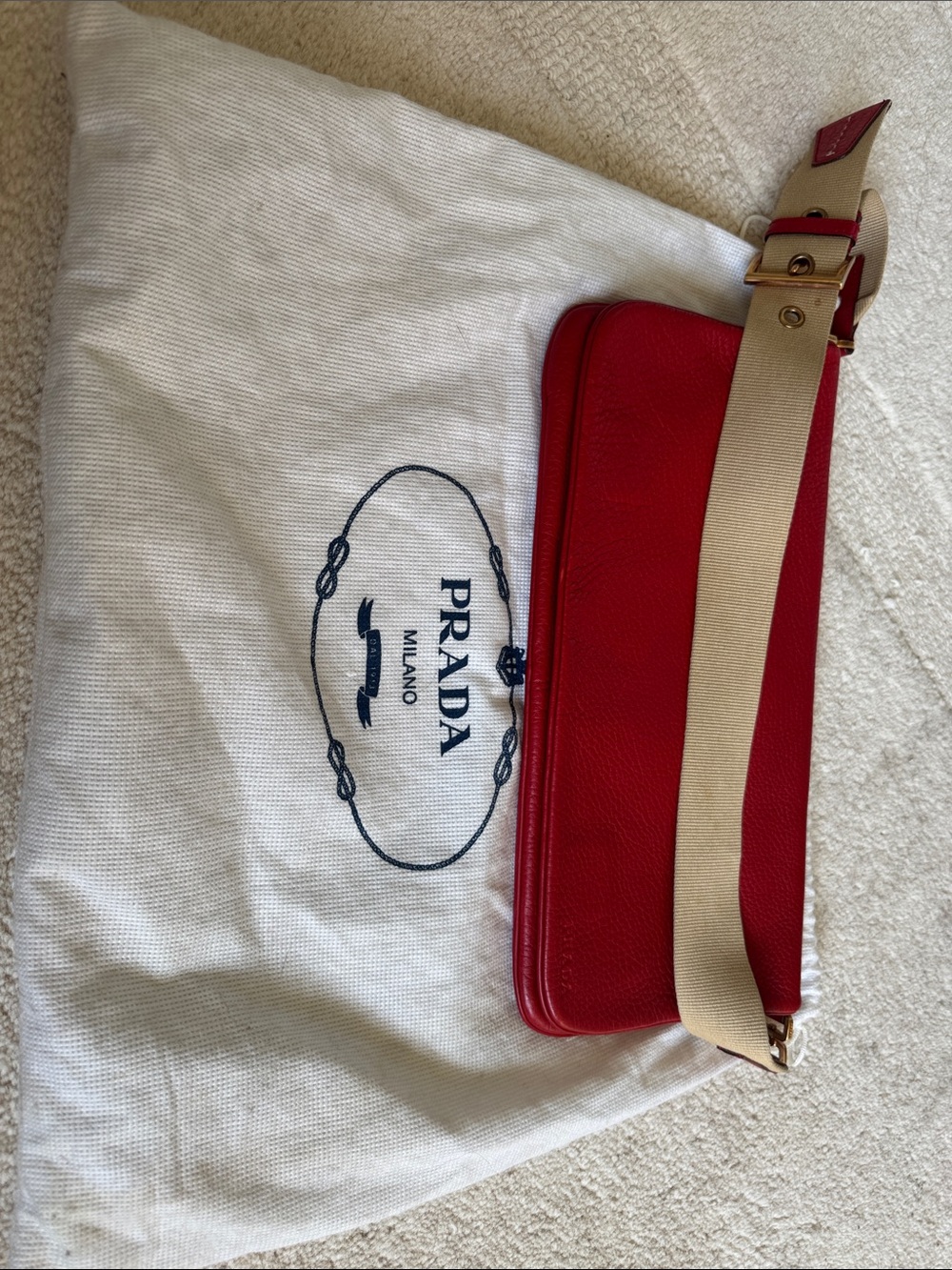 Prada Red Leather Crossbody Bag